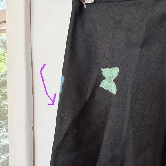 Lisa Says Gah Michelle Butterfly Mini Skirt Satin Black Medium - Picture 4 of 12